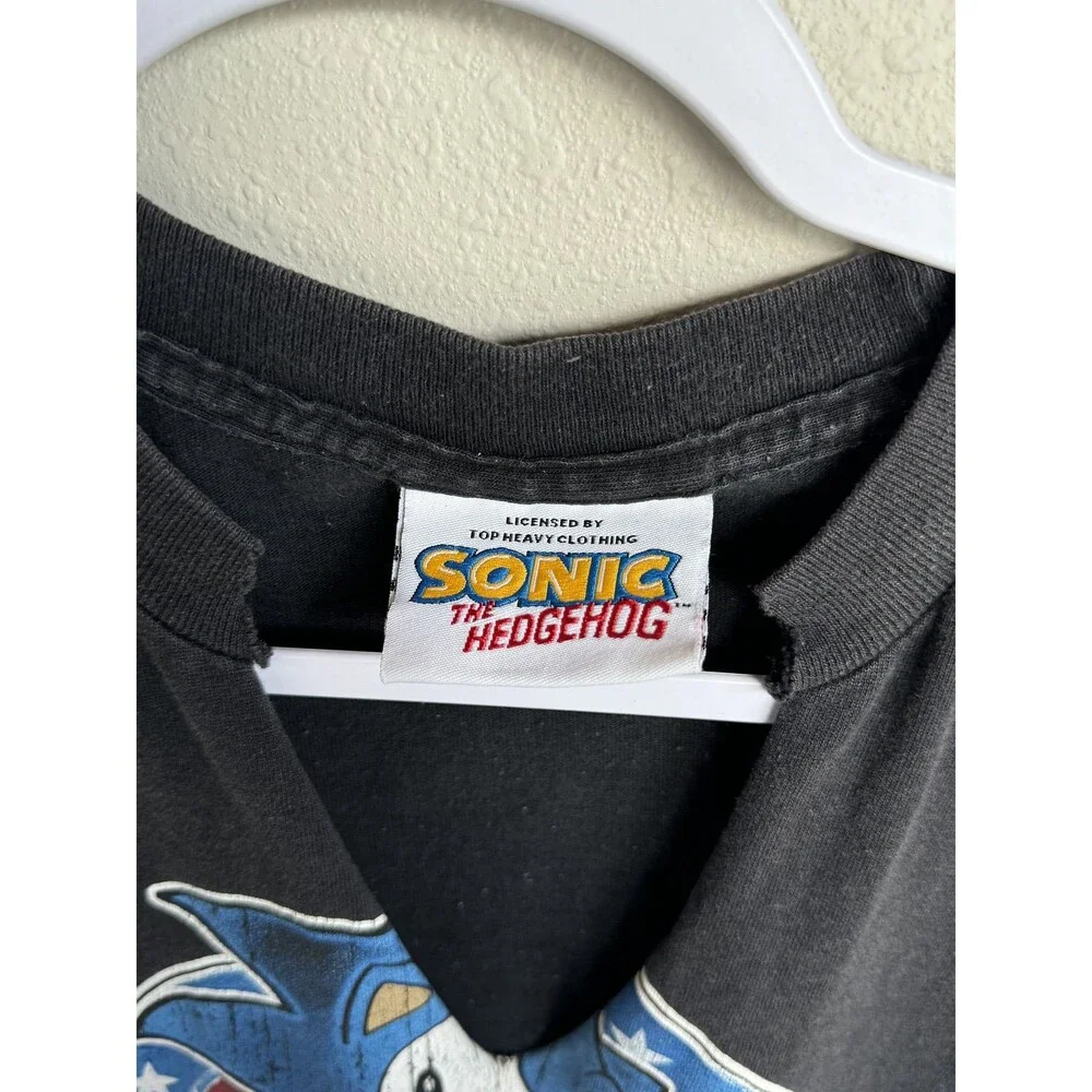 90s Sonic The Hedgehog Eat My Dust Graphic Tee Distressed Sleeveless Shirt M - Picture 6 of 7